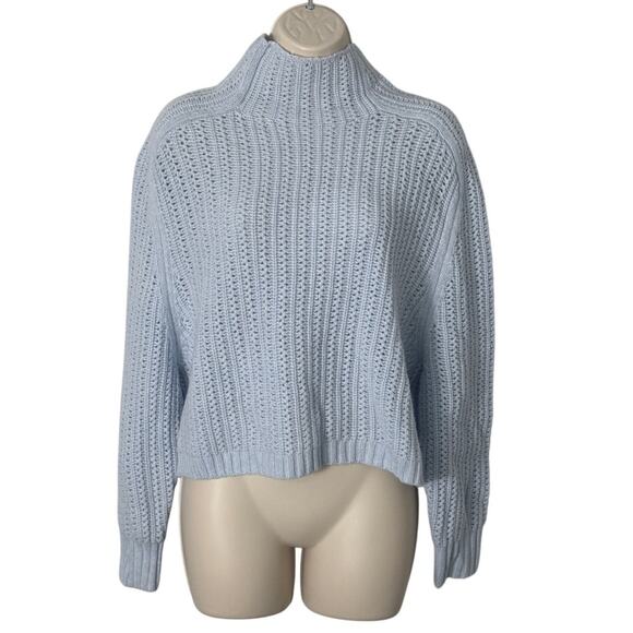 NWT Madewell Pointelle Stitch Mockneck Sweater Heather Pale Dawn Light Blue S - Picture 4 of 10